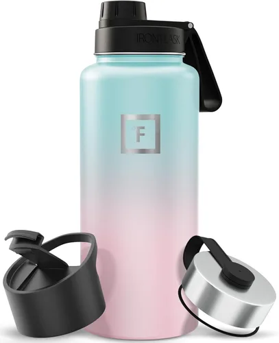 Miniatura 116 de IRON °FLASK Frasco de hidratación para acampar y senderismo con pajilla, botella de agua deportiva de acero inoxidable con aislamiento de boca