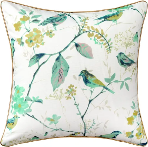 Miniatura 21 de VOGOL Juego de 2 fundas de almohada, 18 x 18 pulgadas, patrón de pájaros verdes, estampado de flores y pájaros verdes, fundas de cojín para cama