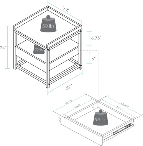 Miniatura 3 de Casual Home Mesa auxiliar Horizon con cajón