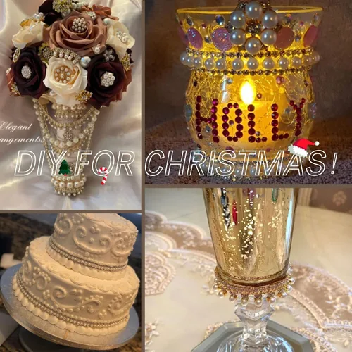 Miniatura 5 de Jerler Cadena de diamantes de imitación de cristal de 1 yarda, cuentas de perlas incrustadas para decoración de bricolaje y adornos de novia, ideal