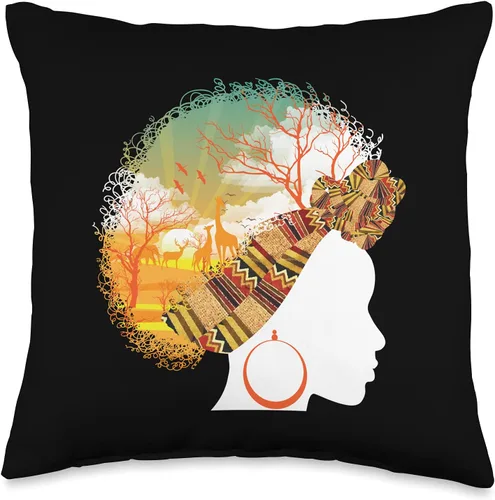 Cool Love Afro American Melanin Culture Designs El mejor regalo de reina africana | Almohada para mujer amante del safari de raíces negras, 16 x 16