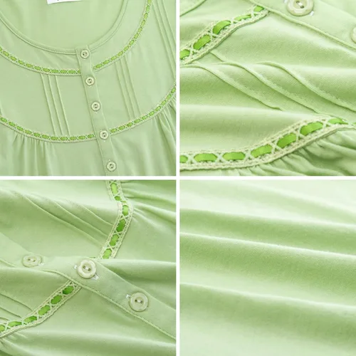Miniatura 9 de Keyocean - Camisón de algodón para mujer, suave, cómodo, ligero, manga corta, vestido de casa, ropa de dormir, ropa de sala para verano.