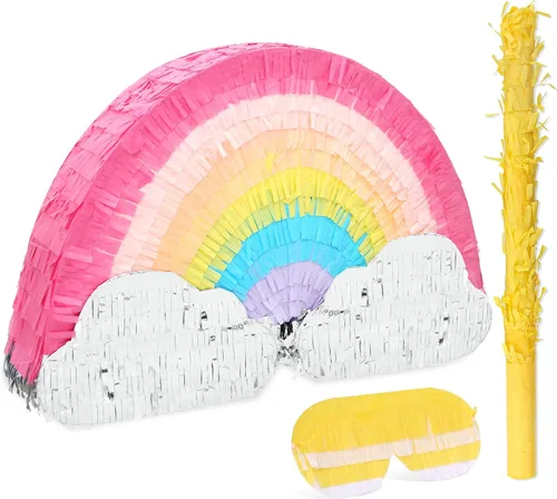 Miniatura 24 de Paquete de piñata de baloncesto de Birchio con venda y bate (13 x 13 x 4 Pulgadas), piñata de balón de fútbol para fiesta de cumpleaños de niños