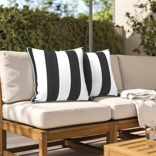 Miniatura 965 de Juego de 2 almohadas para exteriores de 16 x 16 pulgadas, repelentes al agua con interiores, para muebles de patio, hogar, jardín, geometría bohemia