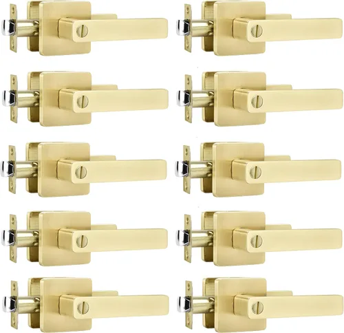 Miniatura 16 de Leydebong - Paquete de 4 picaportes resistentes para entrada con llave, manija dorada, llaves iguales/combo con llave, reversible para la izquierda