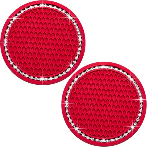Miniatura 26 de 4 posavasos con brillantes para portavasos, 2.75 pulgadas, insertos para portavasos de auto, silicona suave antideslizante a prueba de golpes, Negro