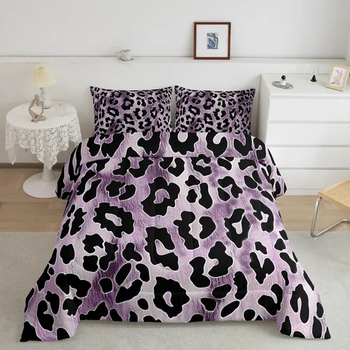Miniatura 22 de Juego de ropa de cama individual de piel de cebra, guepardo y leopardo, para niños y adultos, juego de edredón de piel de animales salvajes