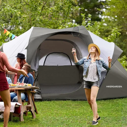 Miniatura 7 de HIKERGARDEN Tienda de Campaña para 10 Personas - Tienda Familiar Portátil de Fácil Instalación para Campamento, Tienda de Cúpula de Tela Resistente