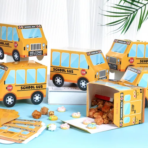 Miniatura 5 de ZOIIWA 12 cajas de regalo de autobús escolar, decoración de autobús, cajas de regalo de regreso a clases, caja de regalo de primer día de autobús