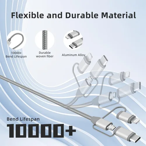 Miniatura 6 de Adaptador de cable de carga 3 en 1, Lightning certificado MFi de Apple, tipo C, cable micro USB, compatible con iPhone 16/15/14, iPad, Huawei, HTC