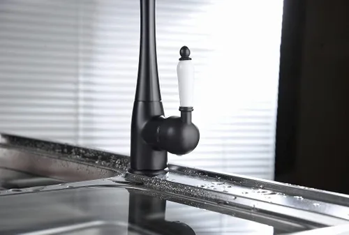Miniatura 4 de Grifo de cocina negro período tradicional sola palanca de cerámica grifo de fregadero de cocina grifo mezclador un agujero barra húmeda fregadero