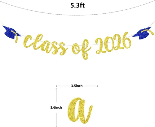 Miniatura 2 de Banner de la clase de 2026 – Cartel de graduación 2026, felicitaciones graduadas, decoraciones de fiesta de graduación de escuela