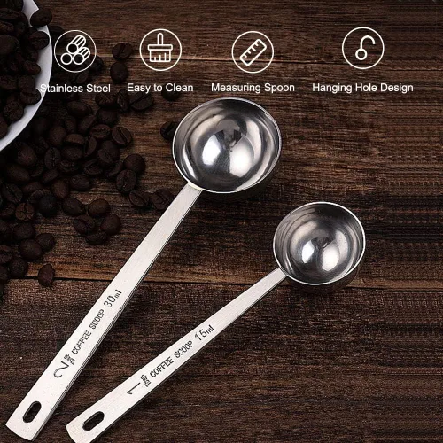 Miniatura 5 de Cuchara de café, juego de cucharas de café de acero inoxidable, 1 cucharada (15ml) y 1 cucharadas (30ml), cuchara medidora, cuchara medidora