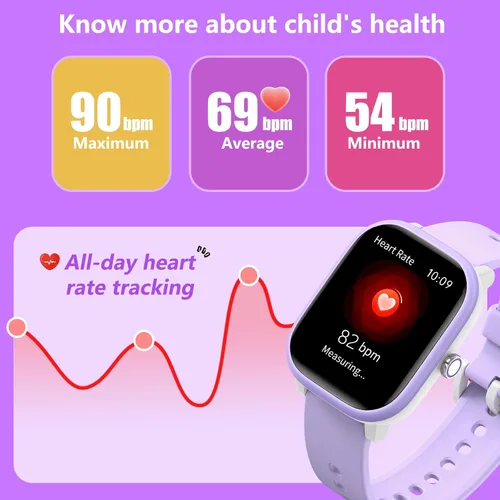 Miniatura 7 de Wach - Reloj inteligente para niños de 6 a 15 años, monitor de actividad física de 1.8 pulgadas, no necesita teléfono, podómetro, monitor de sueño