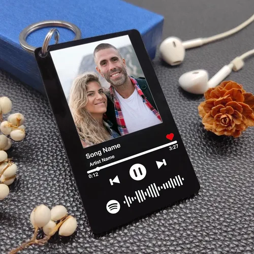 Miniatura 4 de Llavero personalizado de Spotify con imagen, llavero acrílico personalizado para fotos, llavero de código de canción de música de Spotify escaneable