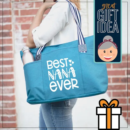 Miniatura 135 de Brooke & Jess Designs Bolso de mano para la abuela – Bolso de lona resistente con cremallera y bolsillo interior para la abuela para uso diario