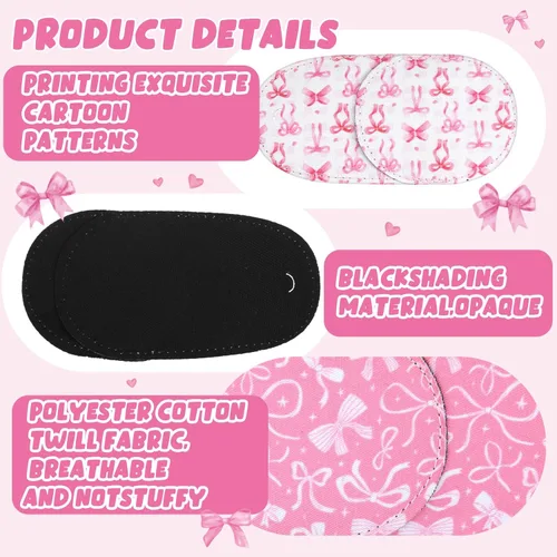 Miniatura 4 de Kingdder 20 parches de ojos rosas para niños pequeños para lentes izquierdo o derecho, reutilizable, ajustable, lazo de estilo rosa para niñas