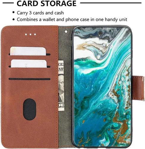 Miniatura 3 de jioeuinly Case Compatible with Celular Kalley Element 5+Plus Phone Case Flip Stand Cover Stitching Style Wallet Case Brown