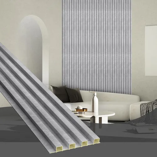 Miniatura 26 de OUZUGIE WPC Paneles de Pared de Rejilla Acústica, Paquete de 8 Paneles de Pared 3D de 114 x 6 Pulgadas para Decoración de Paredes Interiores, Sala