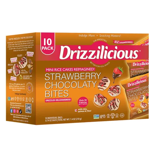 Miniatura 12 de Drizzilicious Mini tortas de arroz sabor galletas y crema – Crujientes de arroz, aperitivo saludable para adultos y niños, pasteles de arroz
