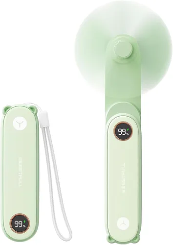 Miniatura 15 de SWEETFULL Mini Ventilador Portátil de Mano con Pantalla LED, 3 en 1 Personal Plegable Recargable por USB, Ventilador de Mano y Linterna para Viajes