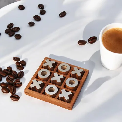 Miniatura 3 de T one juego de madera Tic Tac Toe juegos de mesa para adultos Juegos Familiares Divertidos de Mesa para Decoración de Sala de Estar