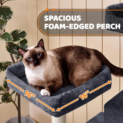 Miniatura 4 de Yaheetech Árbol para gatos de 59 pulgadas con postes rascadores, centro de actividades para escaladores con condominio y dispositivo antivolcado