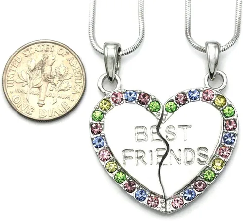 Miniatura 3 de SoulBreezeCollection Best Friends Forever BFF - Collar con dije de corazón para adolescentes y mujeres grabadas, Estrás