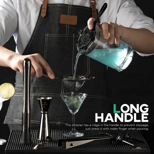 Miniatura 5 de Homestia Hawthorne - Colador de cóctel de acero inoxidable con resorte extraíble de alta densidad para bartending, cocteleras Boston y vasos