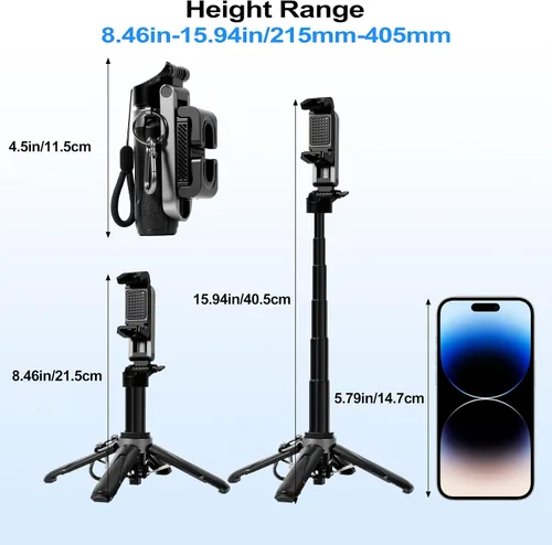 Miniatura 3 de Mini trípode 3 en 1, palo selfie para iPhone, trípode para iPhone con control remoto, trípodes de viaje ligeros para grabación de video selfie