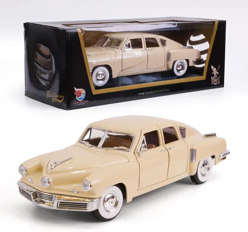 Miniatura 38 de 1948 Tucker Torpedo Escala 1/18 Modelo de Metal Fundido a Presión Premium Colección Clásica Vintage de Aleación de Coches con Vitrina, para Hombres