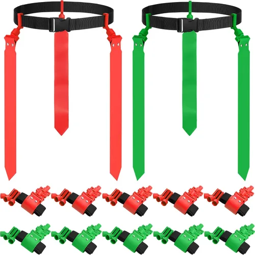 Miniatura 17 de Hungdao Cinturones y banderas de fútbol para 10/12 jugadores, cinturones de fútbol ajustables para niños, adolescentes, adultos, entrenamiento