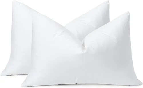 Miniatura 8 de OTOSTAR Paquete de 2 rellenos de cojines de plumón y plumas, 12 x 20 pulgadas, rellenos de almohada suaves y esponjosos con funda de 100% algodón
