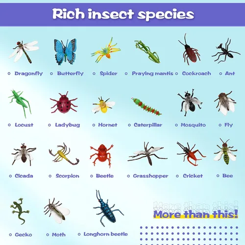 Miniatura 4 de Gejoy 75 piezas de insectos falsos de plástico, varios insectos, figuras realistas de insectos espeluznantes al azar con caja de almacenamiento