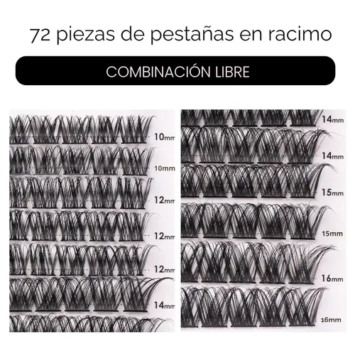 Miniatura 2 de Extensiones de pestañas en racimo, 72 racimos de pestañas individuales, extensiones de pestañas postizas, kit de extensión de pestañas para colocar