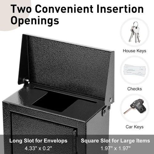 Miniatura 2 de xydled Caja de llaves montada en la pared con cerradura de combinación, buzón de metal, caja de almacenamiento para interiores y exteriores, buzón