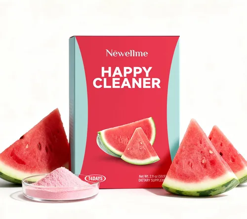 NEWELLME Happy Cleaner Super Greens Powder – Mezcla de bebida de sandía sin azúcar con clorella y espirulina, vegano, sin OGM, 14 paquetes