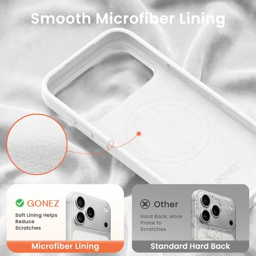 Miniatura 582 de GONEZ Funda de silicona para iPhone 15 Pro Max, compatible con Magsafe, protector de cámara + protector de pantalla, forro de microfibra suave