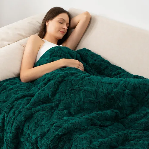 Miniatura 20 de Wemore Manta con peso de forro polar Sherpa para adulto, 10 libras de doble cara, acogedora y esponjosa, manta ultra mullida con parte superior