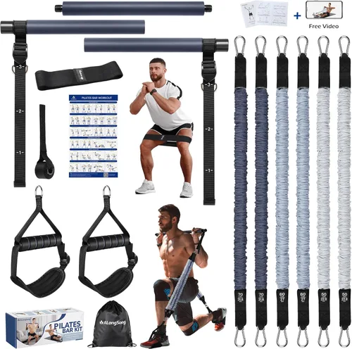 Miniatura 8 de Upgraded Pilates Bar Kit with Resistance Bands Natural Latex for Women & Men, Heavy-Duty Stainless Steel Multifunctional Yoga Pilates Stick for Home