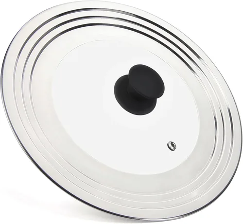 Tapa universal para ollas y sartenes, talla única para ollas de 8.25 a 12 pulgadas, sartenes y sartenes woks, tapa de repuesto con mango de silicona