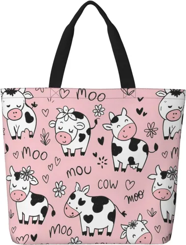 Miniatura 34 de Famame Canvas Tote Bag Large Women Casual Shoulder Bag Handbag Reusable Multipurpose Shopping Grocery Bag