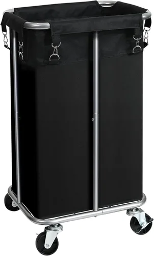 Cesta de lavandería con ruedas, cesta de lavandería con bolsa extraíble, carrito clasificador de ropa de 100 L, organizador de ropa delgado alto y
