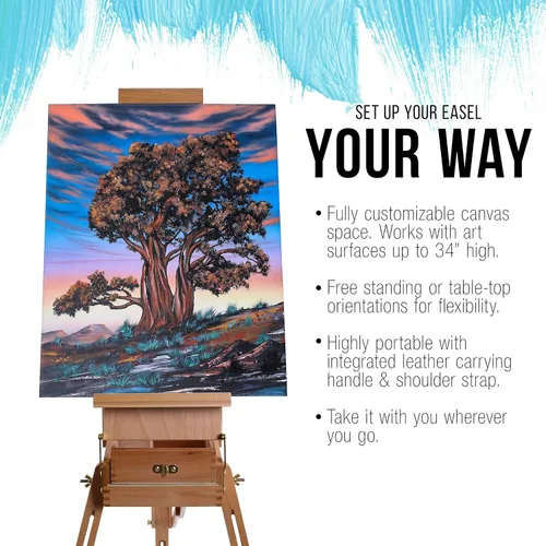 Miniatura 4 de U.S. Art Supply Coronado - Caballete pequeño de madera estilo francés para campo y estudio, caballete de arte para adultos, cajón, paleta, soporte