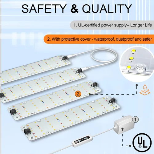 Miniatura 4 de Luces de cultivo DOMMIA, luces de cultivo enlazables de 40W para plantas de interior de espectro completo, temporizador de 6/12/16h, luces