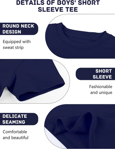 Miniatura 4 de Poroka 5 Pack Toddler Boys Short Sleeve Cotton T-Shirt Crew Neck T-Shirt for Baby Toddler