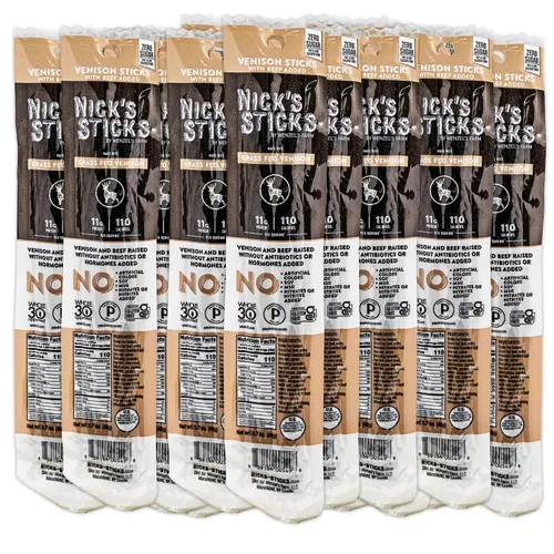 Miniatura 9 de Palitos de carne de res alimentada con pasto Nick's Sticks, sin gluten, sin antibióticos u hormonas (25 paquetes de 2 palitos)