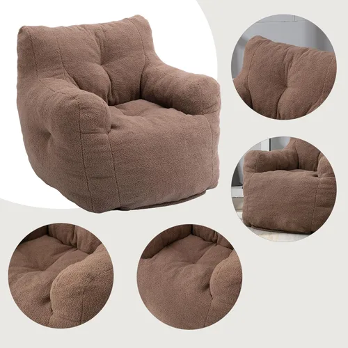 Miniatura 8 de Puf de tela de peluche ultra suave con relleno, sofá perezoso para adultos, niños, adolescentes, moderno y cómodo sofá de ocio para dormitorio, sala