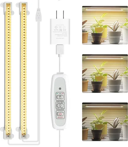 Mosthink Tiras de luz LED para cultivo de plantas de espectro completo para plantas de interior con temporizador de encendido y apagado automático,