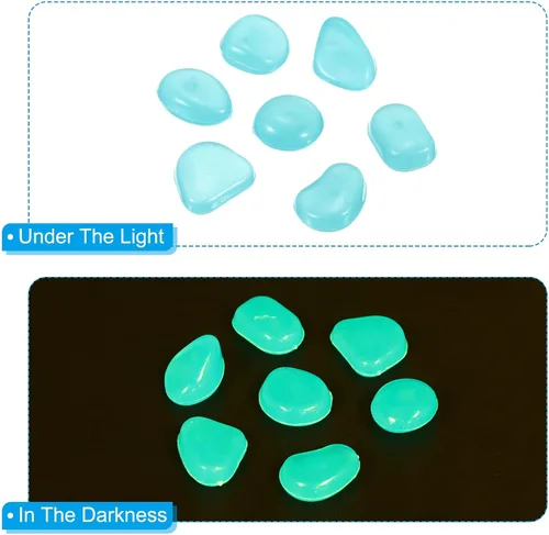 Miniatura 4 de MECCANIXITY 300 piedras brillantes de 8 a 0.433 in brillantes para decoración en la oscuridad, piedras luminosas, decoración de bricolaje azul